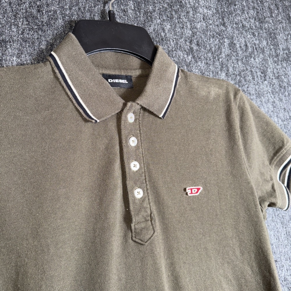 Diesel Logo Polo Shirt Men Slim Small Brown Short Sleeve T-Randy